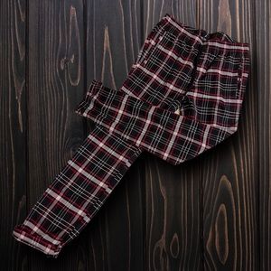 Mens Plaid Dress slacks with string tie size medium